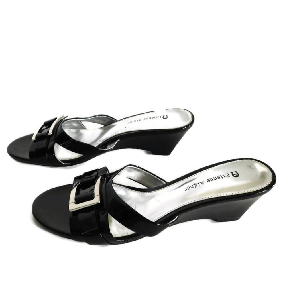 Etienne Aigner Phase Women 7M Black Wedge Strappy